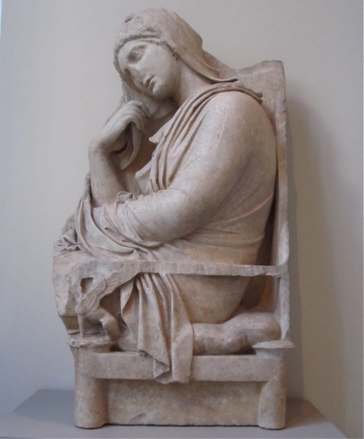 Marble Stele of a Woman, Greek, mid-4th century BCE