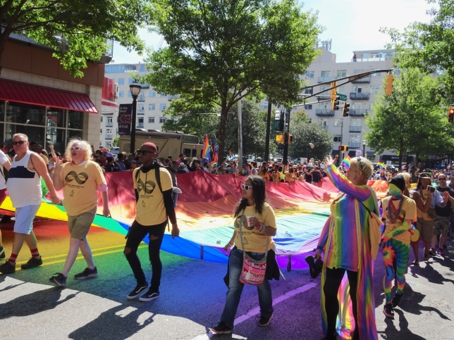 Atlanta Pride Parade - rainbow flag approaching 2